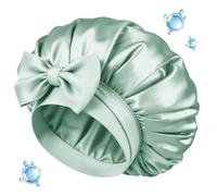 Silk Hair Bonnet for Sleeping - Hyaluronic Acid Infused Satin Bonnet with Adjustable Ties, Double-Layer Ultra-Soft for Hair Moisture & Protection, Comfortable for Women Hair Care (Sage)