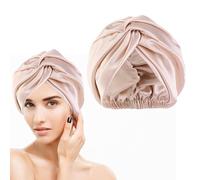 Silk Hair Bonnet for Sleeping, Silk Bonnet Sleep Night Cap for Women Hair Care, Adjustable Band Satin Bonnet Hair Wrap Double Layer Cross Twist Shower Cap Apply to Washing, Sleeping, Making up
