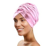 Silk Hair Bonnet Hair Wrap for Sleeping,Mulberry Silk Bonnet Double-Sided Sleep Cap Sleep Turban Hair Bonnet, for Curly Hair Braid Wome, Washing, Makeup, Sport(pink)