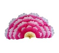 Silk Hand Fans Artificial Silk Fans,Long Silk Fans，Fan Veils Peony Flower Fan Stage Performance Fan Group Dance Performance Prop (Color : Red, Size : 85 CM left (Color : Rose Red, Size : 85 CM left