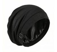 Silk Hood for Sleeping Made of Satin for Men and Women Adjustable Sleep Cap with Wide Band Double Layer Satin Hair Cap as Bonnet & Silk Bonnet for Curls Braids Straight Hair, Non-Slip & Comfortable