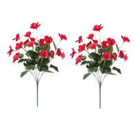 Silk-Inspired Hibiscus Artificial Flowers Pack of 7 Branches for Wedding Centerpiece Home Office Garden Outdoor Display (Bright Red)