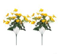 Silk-Inspired Hibiscus Artificial Flowers Pack of 7 Branches for Wedding Centerpiece Home Office Garden Outdoor Display (Yellow)
