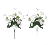 Silk-Inspired Hibiscus Artificial Flowers Pack of 7 Branches for Wedding Centerpiece Home Office Garden Outdoor Display (White)
