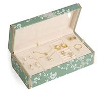 Silk Jewelry Box Set, Jacquard Embroidery with Metal Frame and Velvet Lining for Jadeite, Bracelets, Necklaces, Rings Gift wrapping(23.5 * 12.5 * 8cm)