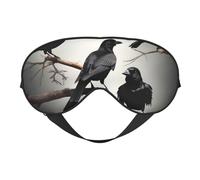 Silk Like Black Crow Birds on a Branch Print Soft Sleep Eye Mask Comfortable Blindfold Adjustable Eye mask for Sleep