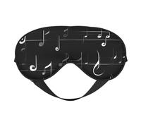 Silk Like Black Music Notes Print Soft Sleep Eye Mask Comfortable Blindfold Adjustable Eye mask for Sleep