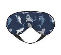 Silk Like Blue Cartoon Shark Print Soft Sleep Eye Mask Comfortable Blindfold Adjustable Eye mask for Sleep