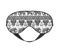 Silk Like Bohemian Elephant Pattern Print Soft Sleep Eye Mask Comfortable Blindfold Adjustable Eye mask for Sleep