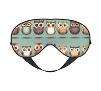 Silk Like Cartoon Owls Cute Print Soft Sleep Eye Mask Comfortable Blindfold Adjustable Eye mask for Sleep