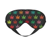 Silk Like Colorful Cannabis Leaves Print Soft Sleep Eye Mask Comfortable Blindfold Adjustable Eye mask for Sleep
