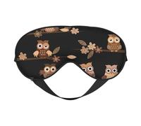 Silk Like Cute Brown Cartoon Owls Print Soft Sleep Eye Mask Comfortable Blindfold Adjustable Eye mask for Sleep