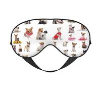 Silk Like Cute Chihuahua Pug Pattern Print Soft Sleep Eye Mask Comfortable Blindfold Adjustable Eye mask for Sleep