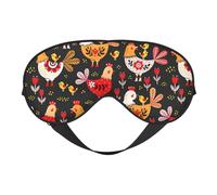 Silk Like Cute Rooster Chickens Print Soft Sleep Eye Mask Comfortable Blindfold Adjustable Eye mask for Sleep