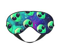 Silk Like Green Aliens Print Soft Sleep Eye Mask Comfortable Blindfold Adjustable Eye mask for Sleep