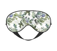 Silk Like Green Eucalyptus Leaves Print Soft Sleep Eye Mask Comfortable Blindfold Adjustable Eye mask for Sleep