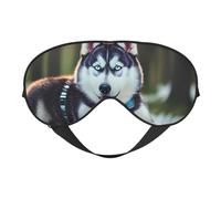 Silk Like Husky Dog Print Soft Sleep Eye Mask Comfortable Blindfold Adjustable Eye mask for Sleep
