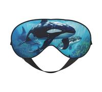 Silk Like Killer Whales Swim Along Print Soft Sleep Eye Mask Comfortable Blindfold Adjustable Eye mask for Sleep