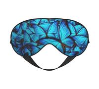 Silk Like Many Blue Butterfly Print Soft Sleep Eye Mask Comfortable Blindfold Adjustable Eye mask for Sleep