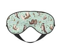 Silk Like Otters Print Soft Sleep Eye Mask Comfortable Blindfold Adjustable Eye mask for Sleep