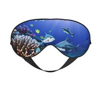 Silk Like Shark Swimming Under The Sea Print Soft Sleep Eye Mask Comfortable Blindfold Adjustable Eye mask for Sleep