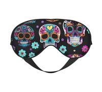 Silk Like Sugar Skull Print Soft Sleep Eye Mask Comfortable Blindfold Adjustable Eye mask for Sleep