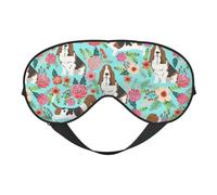 Silk Like Sweet Basset Hound Florals Print Soft Sleep Eye Mask Comfortable Blindfold Adjustable Eye mask for Sleep