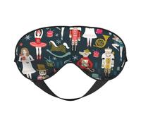 Silk Like Women's Nutcracker Ballet Xmas Dance Print Soft Sleep Eye Mask Comfortable Blindfold Adjustable Eye mask for Sleep