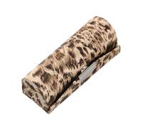 Silk Lipstick Box Single Storage Case Leopard Print with Mirror | Satin-feel Fabric, Padded Interior and Metal Snap, Compact for Commuting and Cosmetic Bag Carry
