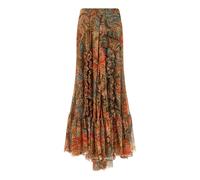 Silk Maxi Skirt with Flounce and Paisley Motif- female- Etro- Maxi Skirts- Multicolor- M- Skirts M