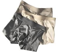 Silk Men's Ice Silk Underwear Mulberry Silk Antimicrobial Men's Boxer Briefs, Breathable Cool Boxer Briefs,Breathable Feeling Sleep Shorts (UK, Alpha, L, Regular, Regular, MIX3PC-B)