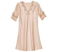 Silk Nightdresses Sexy Long Nightdresses For Women Uk V Neck Lace Nightdress Smooth Comfort Ice Silk Nightdress Fashion Retro Nightwear Lightweight Homewear Short Sleeved Satin Womens Nightgown