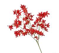 Silk Oncidium Dancing Orchid Artificial Flower Stem, 74cm Tall Fake Floral Spray for Modern Home Wedding Decor, Party Centerpiece Arrangement - Lilac(red)