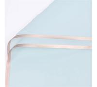 Silk Paper, 20pcs Golden Border Flower Bouquet Wrapping Papers Gold Line Half Transparent Gifts Paper(Light blue)