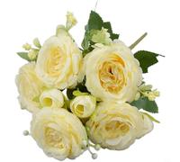 Silk Peony Bouquet,Artificial Peonies For Wedding,Fake Flowers Home Decor,Realistic Silk Flowers Centerpiece,Photography Props Floral Arrangement(Gold)