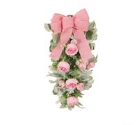 Silk Peony Hanging Swag 42cm Realistic Green Leaves