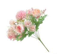 Silk Peony Hydrangea Bouquet 32cm Lifelike Carnation UV Resistant | Soft petals in light pink light purple beige-white lake blue green suitable for indoor outdoor display requires no