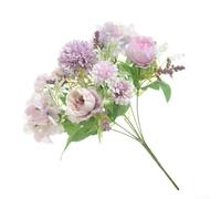 Silk Peony Hydrangea Bouquet 32cm Lifelike Carnation UV Resistant | Soft petals in light pink light purple beige-white lake blue green suitable for indoor outdoor display requires no