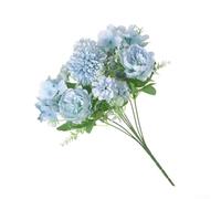 Silk Peony Hydrangea Bouquet 32cm Lifelike Carnation UV Resistant | Soft petals in light pink light purple beige-white lake blue green suitable for indoor outdoor display requires no