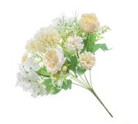 Silk Peony Hydrangea Bouquet 32cm Lifelike Carnation UV Resistant | Soft petals in light pink light purple beige-white lake blue green suitable for indoor outdoor display requires no