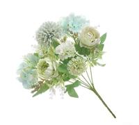 Silk Peony Hydrangea Bouquet 32cm Lifelike Carnation UV Resistant | Soft petals in light pink light purple beige-white lake blue green suitable for indoor outdoor display requires no