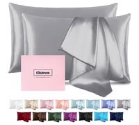 Silk Pillow Cases 2 Pack Mulberry Silk Pillow Cases Soft Breathable Both Sided Natural Silk Pillowcase with Zipper Beauty Sleep Silk Pillow Cases for Gift(Standard,Silver Gray)