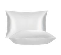 Silk Pillowcase 2 Pack,100% Silk Pillowcase for Hair and Skin Health, Soft Smooth Cooling Premium Grade Pillow Covers for Sleeping (White, Standard 50x75cm)