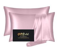 Silk Pillowcase 2 Pack, Natural Mulberry Silk Pillow Case, Anti Acne Silk Pillowcase for Hair and Skin, King Size Silk Satin Pillowcase Set of 2 with Hidden Zipper, Gifts for Women Men, Light Pink