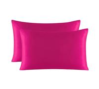 Silk Pillowcase 2 -piece zip pillow cover, mulberry silk pillow on both sides for individual pillow fuel(Rose pink,51x76 cm)