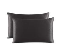 Silk Pillowcase 2 -piece zip pillow cover, mulberry silk pillow on both sides for individual pillow fuel(Dark Grey,51x66 cm)