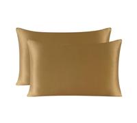 Silk Pillowcase 2 -piece zip pillow cover, mulberry silk pillow on both sides for individual pillow fuel(Mustard green,40x60 cm)