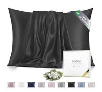 Silk Pillowcase, 22 Momme Mulberry Silk Pillowcases for Hair and Skin Health, Soft Smooth Breathable Cool Stain Pillow Case for Beauty Sleep (Queen 50x75 cm, Black)