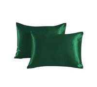 Silk Pillowcase 2Pcs Pure Emulation Silk Satin Pillowcase Comfortable Beauty Pillow Cover Bed Case(Green,51x66cm(20x26 inch))