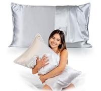 Silk Pillowcase 50 x 80 cm, 100% Mulberry Silk for Skin and Hair, Dermatologically Certified by Specialists in Germany, Highest Class 6A, 22 Momme (Silver - Silver Edge)